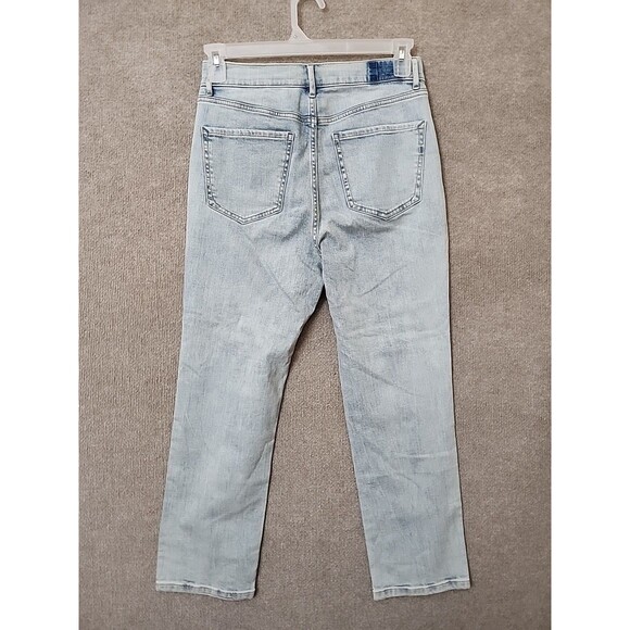 Express Straight Super High Rise Jeans Womens 8 Blue Light Wash Button Fly NEW - Picture 6 of 11